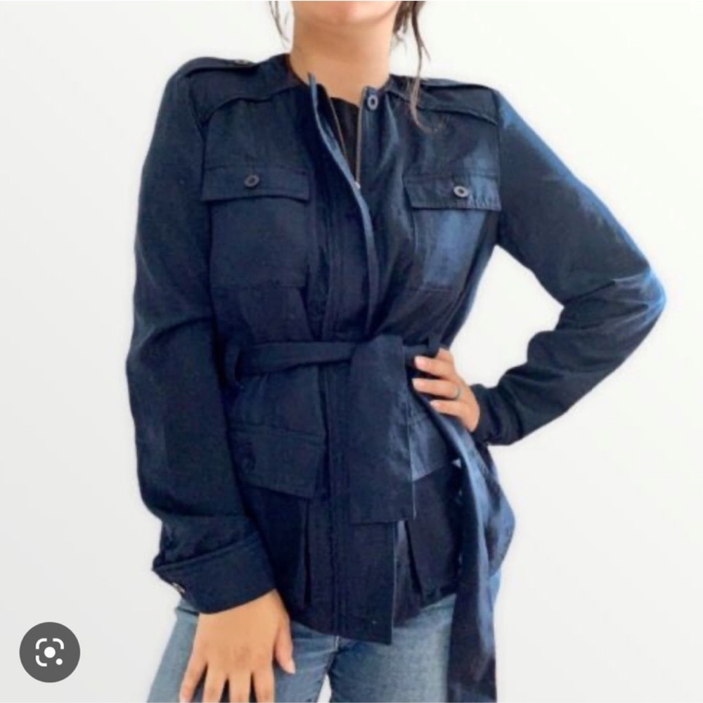 HEI HEI | Belted Utility Military Style Navy Jacket